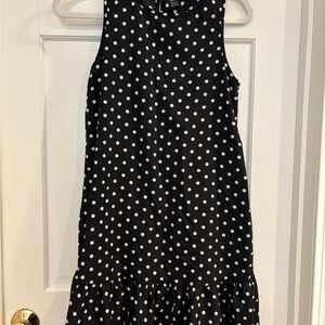 Polka Dot Sleeveless Kids Dress - Black and White